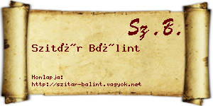 Szitár Bálint névjegykártya