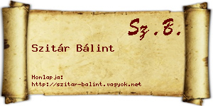 Szitár Bálint névjegykártya